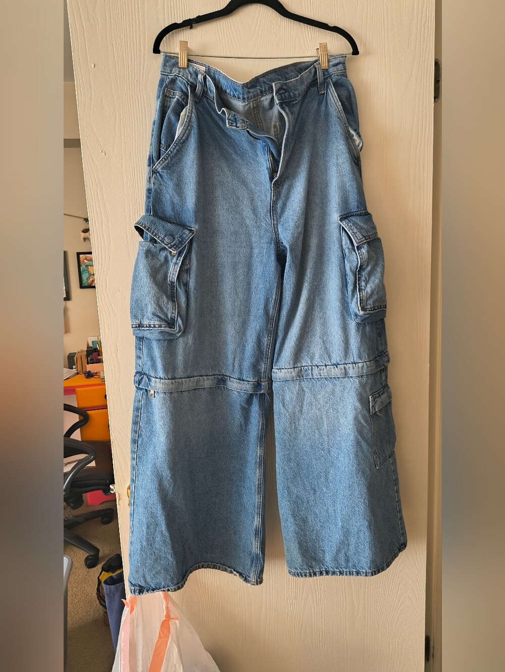 Gap sky High rise Wide-Leg Light Blue Cargo Jeans
